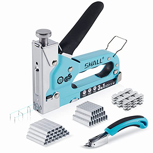 SHALL Staple Gun Heavy Duty, 3-in-1 Upholstery Staple Gun Kit with 3000 Staples, Staple Remover, Manual Brad Nailer with Specific Staples Outlet Position Indicator