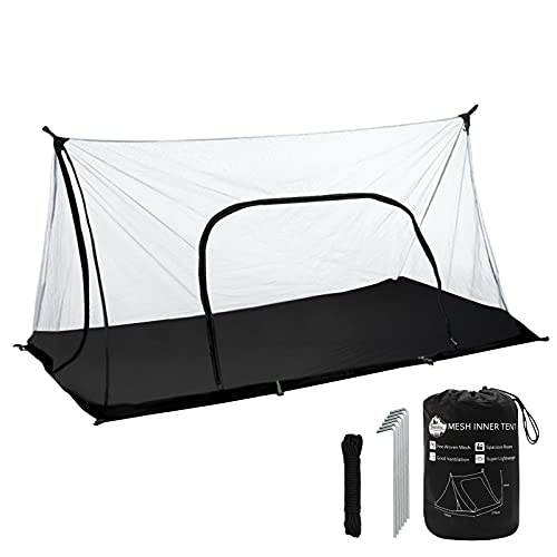 Benvo Trekking Pole Tent Netting Tent Breeze Mesh Inner Tent with Good Ventilation Ultra Light Trekker Backpacking Tent for 2 Person Summer Tent with Waterproof Oxford Floor(210cmx120cmx110cm)