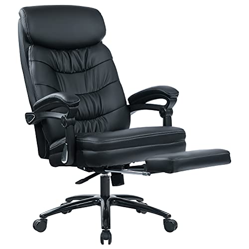 KCREAM High Back Big & Tall 400LBS PU Leather Office Executive Chair Heavy Duty Metal Base & Linkage Armrests Large Executive Desk Computer Task Chair Ergonomic Design (Black) | The Storepaperoomates Retail Market - Fast Affordable Shopping