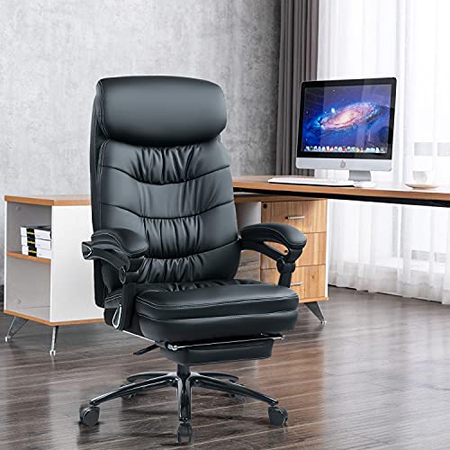 KCREAM High Back Big & Tall 400LBS PU Leather Office Executive Chair Heavy Duty Metal Base & Linkage Armrests Large Executive Desk Computer Task Chair Ergonomic Design (Black) | The Storepaperoomates Retail Market - Fast Affordable Shopping