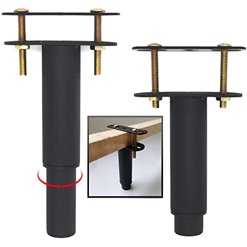 ironwork 2Pcs 7.08″ to 13.3″ Metal Adjustable Height Center Support Leg for Bed Frame, Bed and Sofa Furniture Cabinet Foot Legs Feet Support Heavy Duty, Platform Bed Frame Replacement Legs