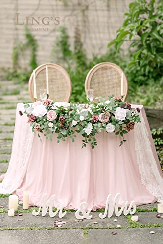 Ling’s Moment 2PCS Artificial Floral Swags Centerpieces, Wedding Flower Greenery Arrangements for Sweetheart/ Head Table Decor Wedding Car Wall Window Arch Home Garden Decor|Dusty Rose Mauve | The Storepaperoomates Retail Market - Fast Affordable Shopping