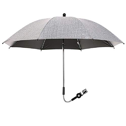 Universal Baby Parasol, 360 Degree rotatable Parasol, Waterproof Umbrella for Trolley Bike Wheelchair Buggy Fishing, Bicycle Umbrella with Holder Clip Clamp (umbrella-gray)