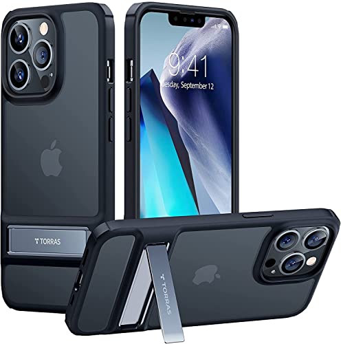 TORRAS MarsClimber for iPhone 13 Pro Max Case,[8X Military Armor-Level Shockproof] [3 Stand Ways Kickstand] Translucent Stand Cover Phone Cases for iPhone 13 Pro Max Case, Mystic Black