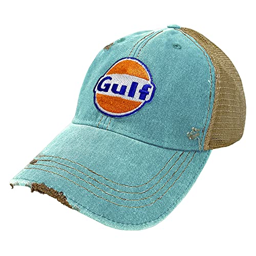 Gulf Distressed Vintage Adjustable Snapback Hat (Vintage Turquoise), One Size