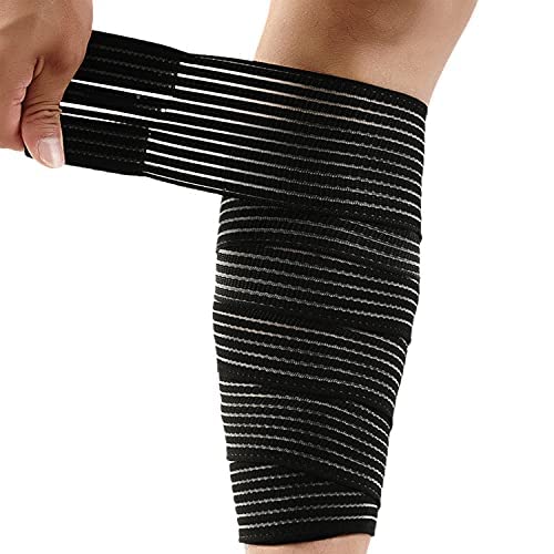 Yawjxbd Elastic Calf Compression Bandage Sleeve Wrap for Calf Pain Relief Lower Leg Compression Support Shin Splint Guard Adjustable Plus Size Black Large