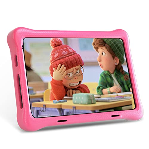 Hyjoy 8 inch Kids Tablet Android 10 Tablet PC, 4000mAh Battery, LCD IPS FHD Display, WiFi, Bluetooth, Dual Camera, Educational, Parental Control, Kidoz Installed with Kids-Tablet Case (Pink)
