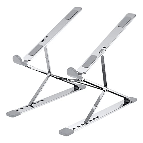 VAJUN Laptop Desk Stand, Laptop Stand New, Portable Ergonomic Laptop Stand Compatible with MacBook Air Pro, HP, Lenovo, Dell, More 10-15.6″ Laptops and Tablets (Silver)