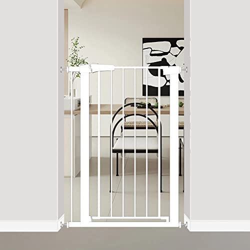 Extra Tall Baby Gate Stand 38.4″ Tall 26.77″-29.53″ Wide – Walk Through Dog Gate for Small Narrow Doorway Stairs – No Drill Pressure Mounted Safety Child Gates