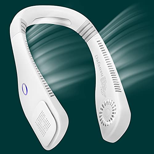 Dafansu Portable Neck Fan, Small Rechargeable Bladeless Personal Fan, Wearable air conditioner, 3000mAh Battery, With Strong Wind, and Low Noise, Headphone Design, 3 Speeds Adjustable (White)