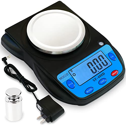 MOCCO 0.01g Accuracy Electronic Lab Scale Scientific Digital Scale Analytical Balance Science Weighting 600g Capacity 7 Units Modes Ounce, Carat, Gram Calibration Weight and Adapter Included