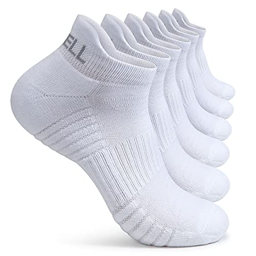 VWELL Athletic Running Socks for Men Women, Cushioned Sports Ankle Socks, Low Cut Socks, Moisture Wicking 6 Pairs