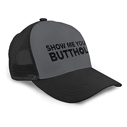 Show Me Your Butthole Mesh Baseball Hat Golf Sun Capsfishing Dad Hats Adjustable for Men Women Black