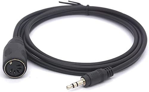 PIIHUSW 3.5mm 5 Pin Din MIDI Cable, 5-Pin DIN Plug Female to 3.5 (1/8in) TRS Stereo Male Jack Converter Cable for MIDI Keyboard IK Multimedia (1.5 Meter)