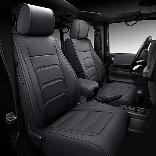 NS YOLO 2007-2017 Wrangler JK Custom Leather Seat Covers (2007-2010 Wrangler 4-Door, Black)