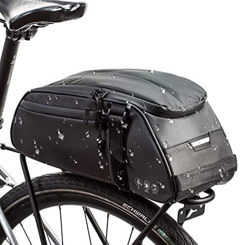 ZIMFANQI Bike Rear Rack Bag Reflective,Waterproof Bicycle Saddle Pannier Bag,8L Bike Trunk Bag Cycling Luggage Back Seat Cargo Carrier Storage Bag with Shoulder Strap for Outdoor