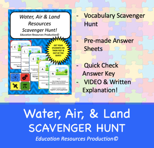 Water, Air, & Land Resources Scavenger Hunt Activity