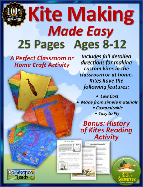 Kite Making and Flying Craft Activity with Reading Comprehension Article Ages 8-12