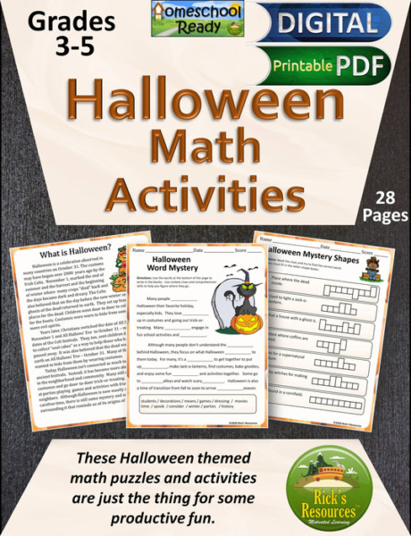 Halloween Math Activities Print and Digital Versions