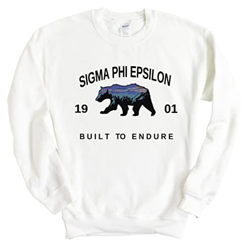 Sigma Phi Epsilon Sweatshirt – Sig Ep Fraternal Bear Crewneck Sweatshirt White