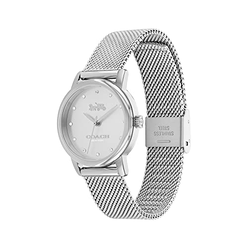 Coach Grand Silver Stainless Steel Mesh Band Silver Glitz Dial Watch | The Storepaperoomates Retail Market - Fast Affordable Shopping