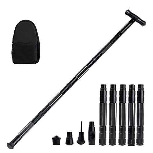 FlyingBird Trekking Poles Tactical Walking Sticks Multi function Adjustable Height Aluminum Alloy Cane Pole Color Black for Climbing Camping Hiking Backpacking Outdoor