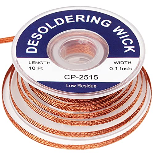 Lesnow solder wick braid with flux Super 10ft Length Desoldering Wick Braid Remover Tool Solder Sucker 1 piece No-Clean soldering Wick Wire Roll and Disassemble Electrical Components