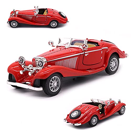 1:28 Scale Pullback Diecast Metal Antique Classic Model Cars Collectible Toy Gifts (Red,Length 6.5in/16.8cm)