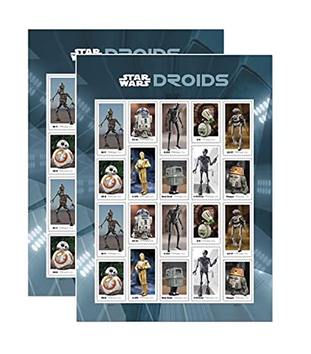 Generic Star Wars Droids US Postage Stamps Featuring 10 Favorite Droids – Marvelous Mechanical Characters in a Galaxy far, far Away, (2 Sheets)
