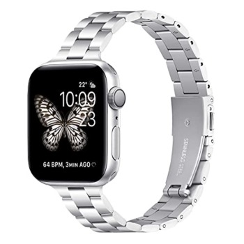 Bestig Thin Metal Band Compatible with Apple Watch Bands Bands 38mm 40mm 41mm, Slim Stainless Steel Wristband Bracelet Strap for iWatch SE Series 8 7 6 5 4 3 2 1 for Women Men,Black | The Storepaperoomates Retail Market - Fast Affordable Shopping