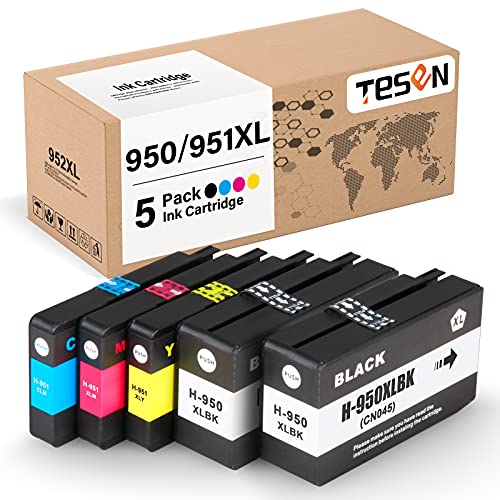 TESEN (950 951) Compatible 950 951 XL Ink Cartridge Replacement for HP 950XL 951XL Use with HP Officejet PRO 8610 8600 8100 8620 8630 8640 8660 8615 8625 251dw 271dw 276DW Printer, 5 Pack Color Set