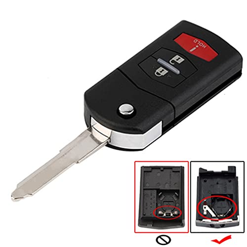 MJKEY New 3 Buttons Remote Flip Key Case Shell Chain Fob for Mazda 3 5 6 RX8 CX5 CX7 CX9 RX-8 (3 Buttons)