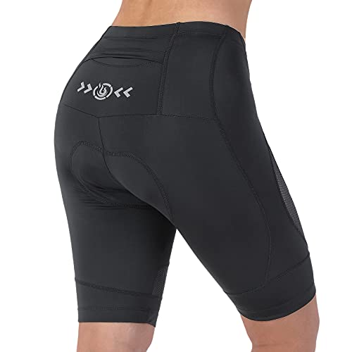 beroy Women’s Bike Shorts 3D-Gell-Padd Cycling-Shorts with Pocket(Black, XXL)