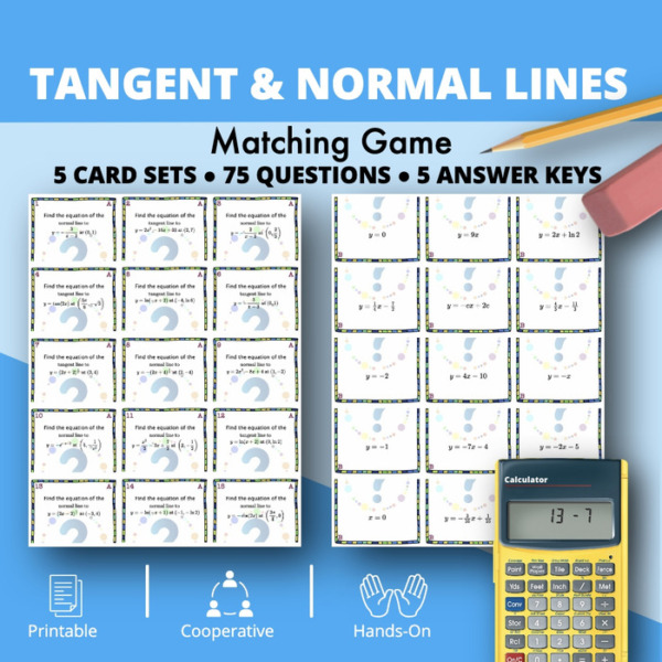 Calculus: Tangent & Normal Lines Math Matching Game