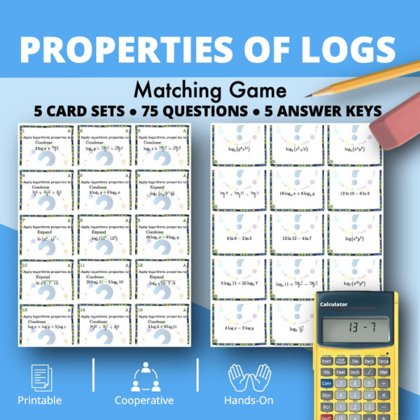 Properties of Logarithms Matching Games