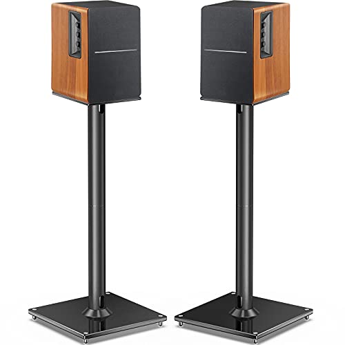 Perlegear Universal Speaker Stand- Bookshelf Speaker Stands Holds 22lbs Speaker Stand Pair with Cable Management Surround Sound Speaker Stand- PGSS6