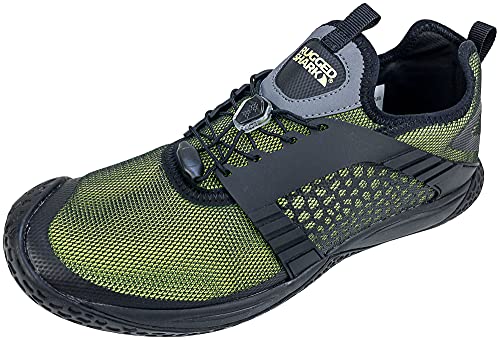 RUGGED SHARK Men’s Activewear Athletic Water Shoes, WaterX Men’s Drainage with Bungee Lace Up, Sports Water Slip on Sneaker, Green, Men’s Size 9