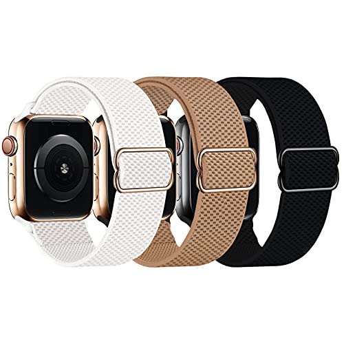 UPOLS Stretchy Solo Loop Strap Compatible with Apple Watch Bands 38mm 40mm 41mm 42mm 44mm 45mm, Stretch Braided Sport Elastic Nylon Women Men Wristband Compatible for iWatch Series 7/6/SE/5/4/3/2/1