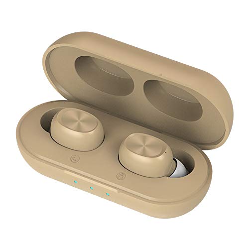 Heave Wireless Earbuds,Bluetooth Headphones Stereo Sound Earphones with Charging Case Bulit in Mic Noise Canceling in Ear Headset Touch Control for Work Sports Khaki