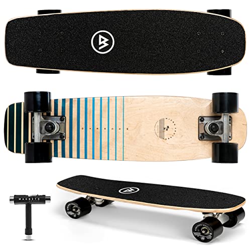 Magneto Kids Skateboard | 22+ Inches Long by 6+ Inches Wide | Maple 7 ply Deck | Fully Assembled | School Locker Cruiser Board | Designed for Kids Teens Boys Girls & Adults – Teal