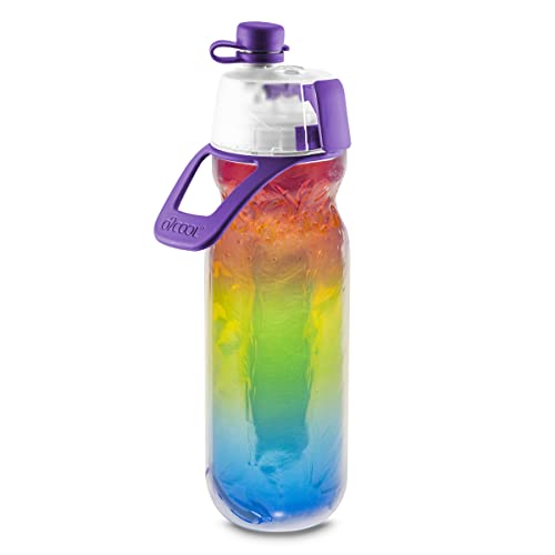 O2COOL Mist ‘N Sip Misting Water Bottle 2-in-1 Mist And Sip Function With No Leak Pull Top Spout (Pride)