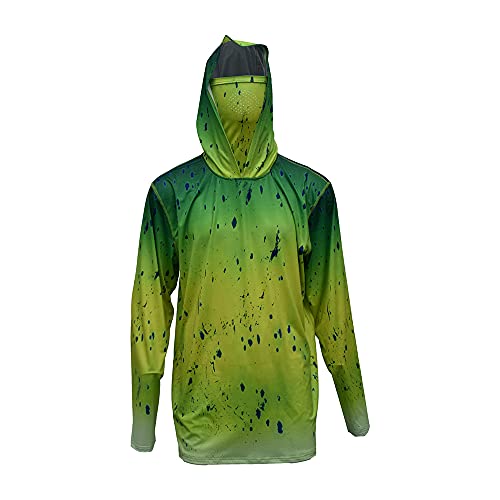 Generic, Long Sleeve Performance Hoodie Fishing Apparel for Men – Easy to Clean & Quick-Dry Fishing – Sun-Protection Face Mask Hoodie, Green, Large