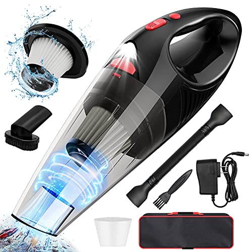 WOPULITE Handheld Vacuum Cleaner Hand Vacuum Cordless 7Kpa Powerful Cyclonic Suction Portable Vacuum Rechargeable Quick Charge Tech Mini Vacuum Wet Dry Vac for House, Office