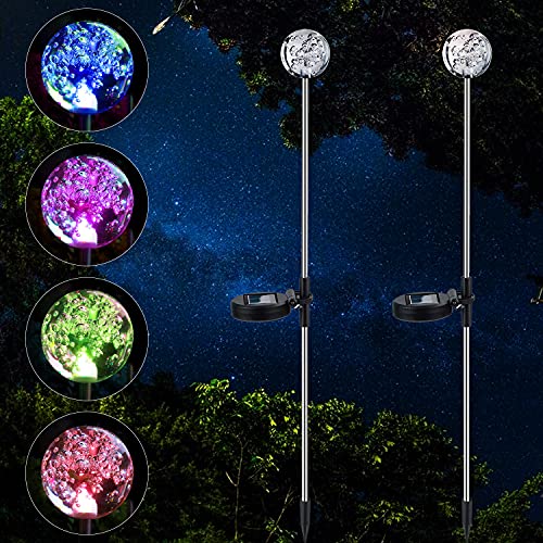 ASFSKY Solar Lights Outdoor 2 Pack Globe Light Solar Ball Light 7 Colors Change Automatically to Beautify Garden Yard Lawn Landscape Lighting Path Lights Decoration …