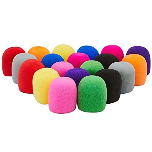 Handheld Microphone Windscreen, Reusable Foam Covers in 10 Colors (2.25 x 3 In, 20 Pack)