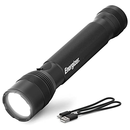Energizer TAC R 1000 LED Tactical Flashlight, Bright Rechargeable Flashlight for Emergencies and Camping Gear, Water Resistant Flashlight, USB Included, Pack of 1, Black