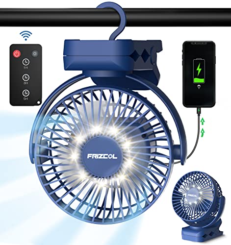 Portable Clip on Fan 65 Working Hours, Camping Fan with LED Lights & Hook, 12000 Capacity Battery Operated Fan with Clamp, USB Rechargeable Fan for Desk, Tent, Treadmill, Stroller, Golf Cart, Home | The Storepaperoomates Retail Market - Fast Affordable Shopping