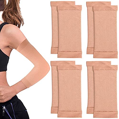 Geyoga 4 Pair of Arm Wrap Shaper Female Arm Trainers Arm Wrap Sleeve for Women Sport Fitness Arm Shape Supplies (Nude Color)
