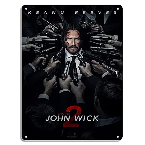 John Wick Movie Tin Sign,Masters of Horror Movie Poster Decor Metal Plate Theater Decor Wall Decal Tin Sign 12X8 Inches