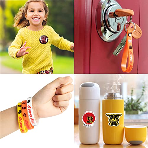PANTIDE 74Pcs Karate Taekwondo Party Favors Supplies Set Silicone Rubber Bracelet Keychain Button Pins Badges Stickers TV Show Strike First Strike Hard No Mercy Karate Theme Birthday Dress Up for Kids | The Storepaperoomates Retail Market - Fast Affordable Shopping